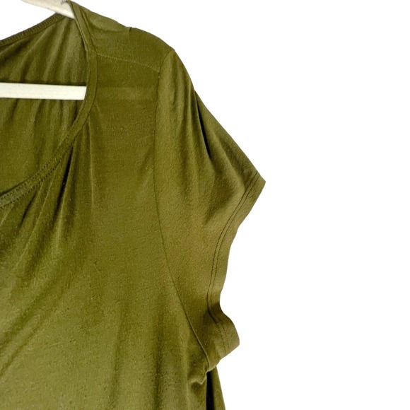 Eileen Fisher. Size Large T Shirt Dress Olive Green Short Sleeve Stretch - Picture 3 of 8